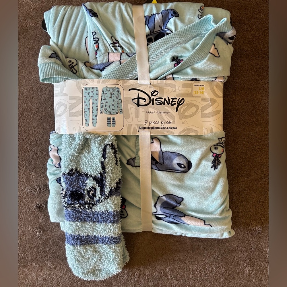 Disney Blue Stitch Pajama Set Cozy Sleepwear
